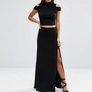 ASOS Black Maxi Skirt with Thigh-High Slit